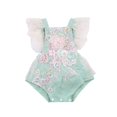 thumbnail image 1 of MesaSe Barboteuse pour Bébé Brodée Motifs Floraux Sans Manches Col Carré une-Pièce pour Filles, 1 of 7
