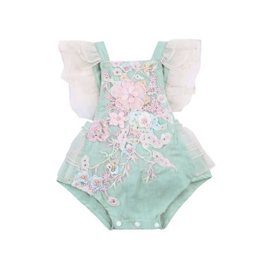 MesaSe Embroidery Baby Romper Floral Patterns Sleeveless Square Collar Girls One-piece