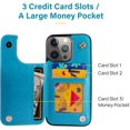 thumbnail image 3 of Compatible for iPhone iPhone 6/6s Wallet Case with Card Holder, Mandala Embossed Faux Leather Kickstand Card Slots Case, Handmade Shockproof Protective Slim Soft Flip Phone Case, Blue, 3 of 9