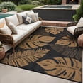 thumbnail image 2 of Waterproof Reversible Outdoor Rug 8x10ft – Modern Plastic Straw Patio Mat – Collapsible, UV Resistant, Easy to Carry, Storage Bag Included – Black Brown, USA, 2 of 8