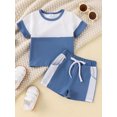 thumbnail image 2 of Gupgi Baby Boys Summer Shorts Sets Short Sleeve Contrast Color T-Shirts and Drawstring Shorts, 2 of 9
