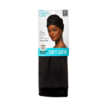 KISS - Foulard en satin doux Colors & Care, extra-long, 1,52 m - Noir