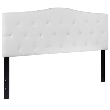Cambridge Tufted Upholstered Queen Size Headboard in White Fabric