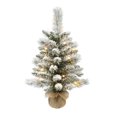thumbnail image 1 of Holiday Time 2' Pre-lit Flocked Small Tree, Green, 1 of 5