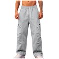 thumbnail image 2 of Ceisia Men Solid Color Loose Casual Pants Elastic Waist Drawstring Sports Gift Work Trousers, 2 of 9