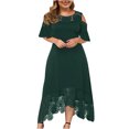 thumbnail image 1 of LSLJS Plus Size Women Sexy Ruffle Strapless Splicing Lace Splicing Short Sleeve Dresses, Plus Size Dress, 1 of 7