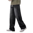 thumbnail image 1 of Men's Jeans Relaxed Fit Men's Spring Summer Retro Wide Leg Micro Stretch Drawstring Design Jeans Jeans Homme Slim Black XL, 1 of 4