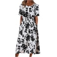thumbnail image 2 of YUNAFT Robes pour Femmes Liquidation Robes d'Été Décontractées pour Femmes Col Rond Manches Courtes Fermeture Éclair Pliantes à Imprimé Floral Soldes, 2 of 8