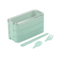 thumbnail image 2 of Yhmxh Kitchen Gadgets Kitchen Essentials Stackable Bento Box,Lunch Box Kit With Spoon & Fork,3-In-1 Compartment Whea-t Straw Meal Prep Containers,Leakproof Stackable Bento Lunch Box Meal, 2 of 7