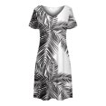 thumbnail image 4 of TJAZFJPA Robe Fleurie Femmes Été Manches Courtes Robe Mode Col en V Évasée Fluide Robe Confortable Robes pour Femmes Robes pour Femmes, 4 of 5