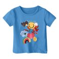thumbnail image 1 of FhsagQ The 7th Of July Garçon et Fille Mode Décontractée Imprimé Col Rond Ample Manches Courtes T-Shirt Haut Petites Filles The 7th Of July T-Shirts 7/8T Ensembles Shorts Noir 4-5 Ans, 1 of 3