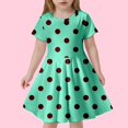 thumbnail image 2 of Robes pour Filles, Robe d'Été à Pois, Slim, Douce, Respirante, Manches Courtes, Décontractée, Vert Menthe 10 Ans-13 Ans, 2 of 4