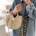 thumbnail image 4 of CHUANK Crossbody Bag Moon Shape Large Capacity Straw Multipurpose Single Shoulder Strap Bag for Beach, 4 of 8