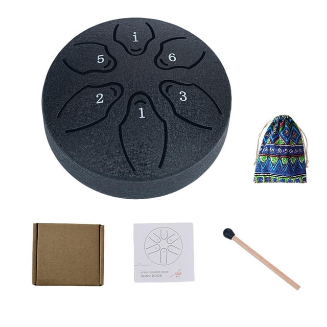 Steel Tongue Drum 3 Inch 6 Notes Hand Drums with Bag Sticks Music Book, Mini Rain Drum for Outside, Steel Tongue Drum Rain Chime Waterproof, Musical Instrument Gifts