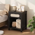 thumbnail image 2 of BeesClover Rattan Night Stands, Farmhouse Bedside Table, Night Stand with Drawer and Open Shelf, Boho End Table for Living Room,Bedroom, 2 of 6
