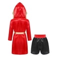 thumbnail image 2 of Zaldita Enfants Garçons Filles Costumes de Boxe Tenue de Boxeur Déguisement Tenue de Fête 2 Pcs Peignoir de Kickboxeur et Ensembles de Shorts de Boxe Bourgogne&Noir 12, 2 of 4