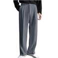 thumbnail image 2 of Weiqiqre Work Pants for Men Suit Pants Personality Design Solid Color Straight Premium Casual Pants Simple Trousers, 2 of 5