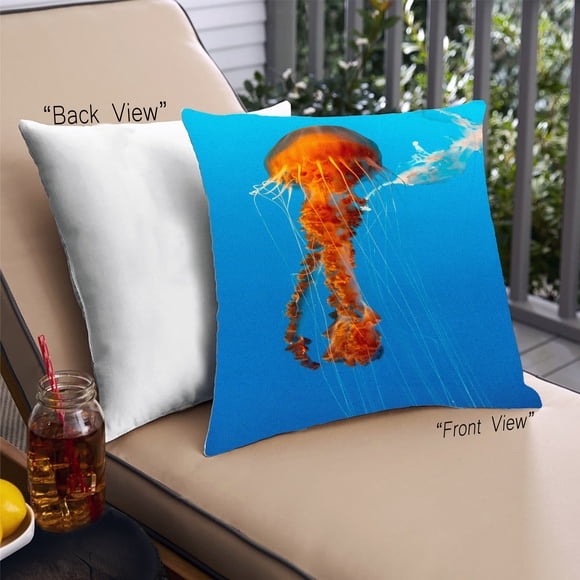 Ahgly Company Animals Jellyfish Outdoor Throw Pillow, 18 inch by 18 inch