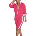 thumbnail image 1 of Innerwin Sweatsuits Jacket And Shorts Women Two Piece Outfit Sports Long Sleeve Regular Jogger Set Rose Red L, 1 of 2