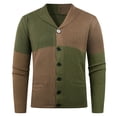 thumbnail image 4 of Lovzfmll Cardigan en Tricot à Blocs de Couleur pour Homme, Revers Cranté, devant Boutonné, Extensible, Vert Armée, G, 4 of 5