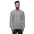 thumbnail image 1 of Atasi Cotton Slub Long Sleeve Kurta For Men Keyhole Neck Ethnic PrintedShirt, 1 of 1