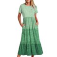 thumbnail image 2 of FAIWAD Robes Maxi d'Été pour Femmes à Manches Courtes à Paillettes Colorblock 2024 Vacances Tendance Fluides avec Poches Robe, 2 of 5