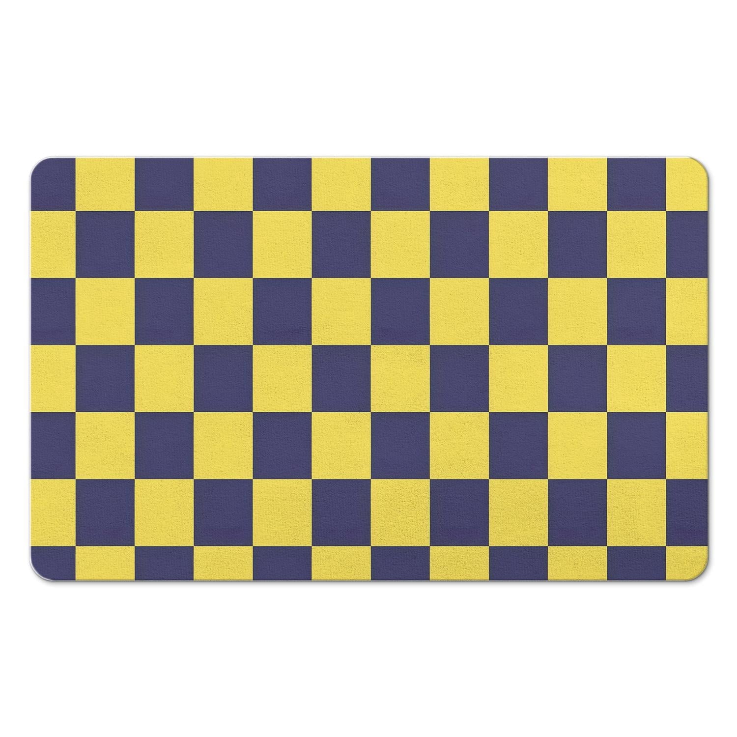 Checkered Bathroom Runner Rug: Non-Slip, Long Bath Mat. Soft, Absorbent Microfiber. Machine Washable Floor Mats for Showers and Bathtubs, 20x32in