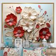 thumbnail image 1 of Designart art Mural Encadré avec Fleurs, art Mural Encadré avec Fleurs, Double Étreinte de Fleurs Cramoisies Rouges et Blanches, Très Grand art Mural Encadré Doré, Cadre Doré 32x24 Pouces, 1 of 5