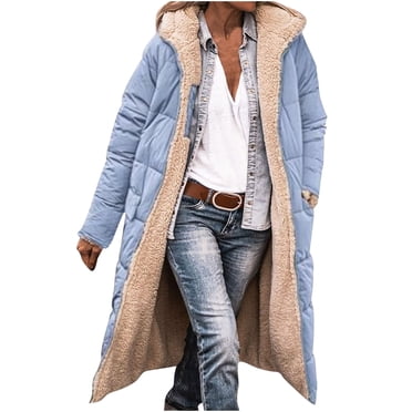 Womens Winter Casual Loose Fashion Color Pocket Zippered Tops Reversible Long Cotton Coat