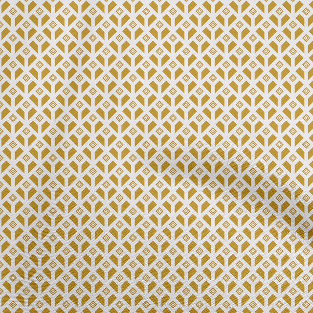 oneOone Polyester Spandex Mustard Yellow Fabric Geometrical Sewing Craft Projects Fabric Prints By Yard 56 Inch Wide