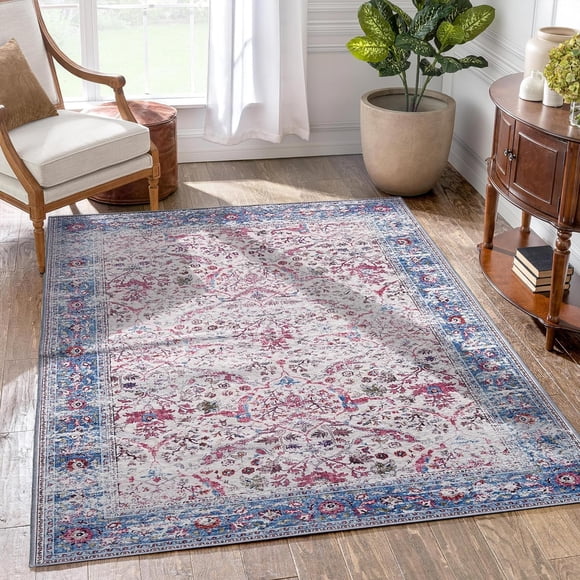 JV Home Area Rug Oushak Multicolored 6'x9' Washable Carpet Anti Slip