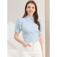 thumbnail image 2 of INSPIRE CHIC Chemise Boutonnée en Coton pour Femme à Manches Bouffantes avec Col pour le Travail au Bureau Bleu Marine TP, 2 of 6