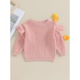 thumbnail image 2 of Gupgi Toddler Girl Sweaters 3M 6M 9M 12M 18M 2Y 3Y Baby Ruffle Long Sleeve Solid Color Knit Pullover Fall Winter Loose Tops, 2 of 9