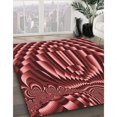 thumbnail image 3 of Ahgly Company Tapis d'Intérieur Lavable à la Machine, Carré, Transitionnel, Rouge Foncé, Tapis de Zone, 5 Pieds Carré, 3 of 7