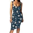 thumbnail image 4 of Fridja Womens Print O-Neck Tank Dress Sleeveless Basic Midi Club Dress, 4 of 7