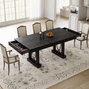 BeesClover Industrial Dining Table for 6-8 with 2 Drawers, 71-Inch Wood Kitchen Table with Large Tabletop & Sturdy Frame, Rectangular Dining Room Table for Dinner, Living Room