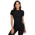 thumbnail image 2 of BeautyIn T-Shirts d'Entraînement pour Femmes Ourlet à Cordon Ajusté Manches Courtes Yoga Course, 2 of 4