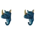 thumbnail image 2 of Ruiboury Animal Head Key Hook Sturdy And Durable Construction Adds Touch Of Whimsy Retro blue (rhino) 2Set, 2 of 6