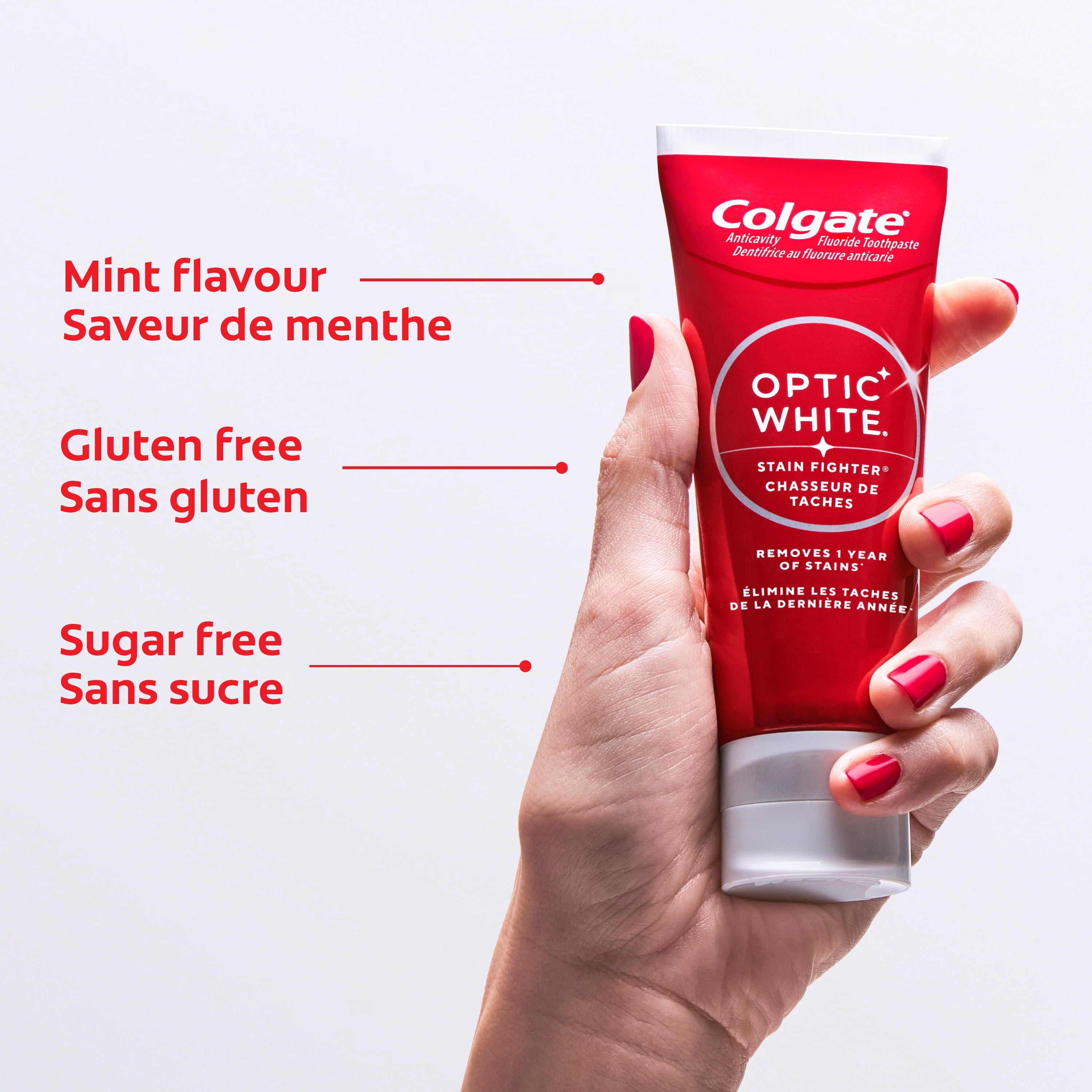 Dentifrice blanchissant Colgate Optic White Stain Fighter Menthe pure, 90 ml