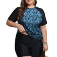 thumbnail image 2 of FOLUNSI Womens Plus Swimsuits 2 Piece Rash Guard Raglan Short Sleeve with Boyshorts Surfing Swimwear 0X-5X, 2 of 5