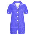thumbnail image 4 of Yuyuzo Pajama Sets for Women 2 Piece Short Sleeve Button down Shirts Lounge Sets Color Block Soft Pj Sets, 4 of 4