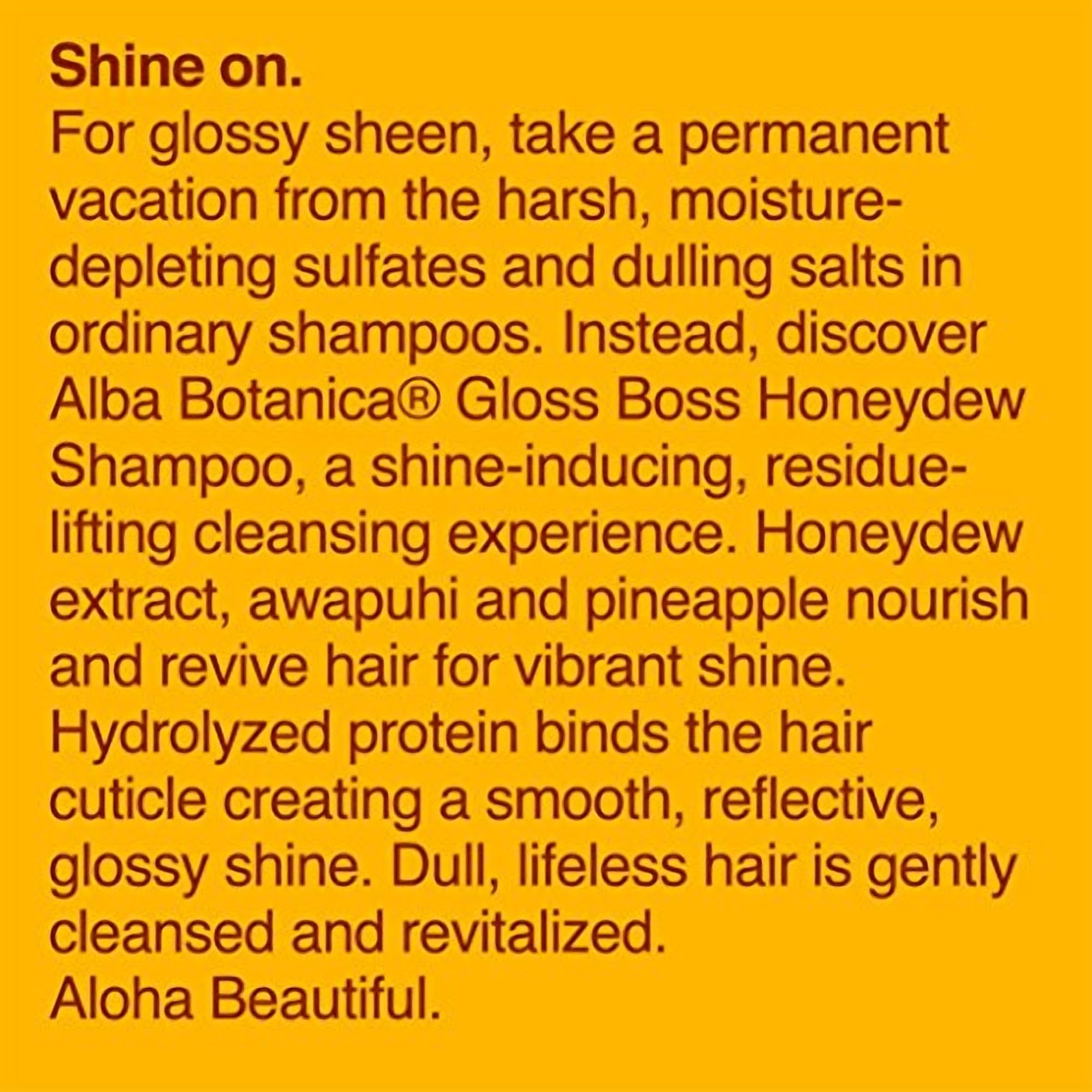 Alba Botanica Gloss Boss Miellat Shampooing Hawaïen Naturel