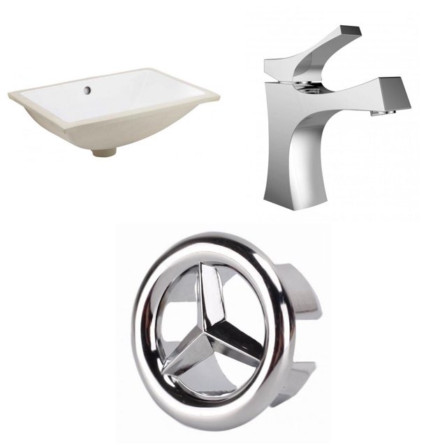 American Imaginations 18.25-in. W CUPC Rectangle Bathroom Undermount Sink Set In White - Chrome Hardware AI-26783