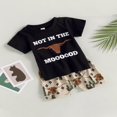 thumbnail image 3 of Kid Boy Pants Suit  Short Sleeve  Neck Letters Print Tops + Drawstring Short Pants  Black 18-24 Months, 3 of 8
