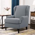 thumbnail image 3 of Premium Water Repellent Wingback Chair Cover High Stretch Jacquard Fabric Wing Back Chair Slipcovers, 3 of 8