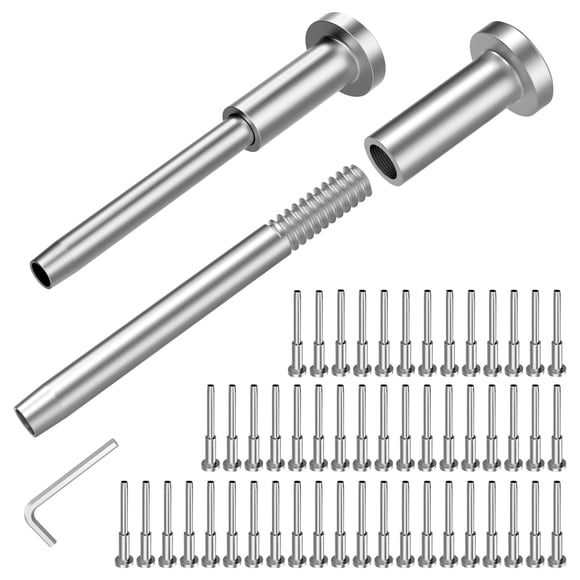 CKE 50 Pack Invisible Cable Railing Kit 1/8" Cable Railing Tensioner Invisible Receiver and Swage Stud End for Cable Railing Hardware, T316 Swage Tensioner and Termi