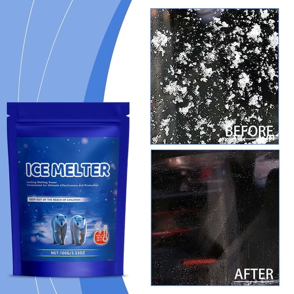 Weloille Ice Melter 1 Pcs Deicing Powder for Car Windshield Driveway Patio, Winter Frost Remover for Vehicle Household Outdoor Pavement Anti-Frost Use