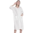 thumbnail image 1 of Women‘s Zipper Robes 3/4 Sleeve Zip Front Robe Knee Length Lightweight Housecoats with Pockets, 1 of 8