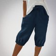thumbnail image 2 of Timegard Shorts pour Femmes, Taille Haute Élastique, Cordon de Serrage, Bas Resserré, Shorts Mi-Cuisse Décontractés avec Poches, 2 of 6