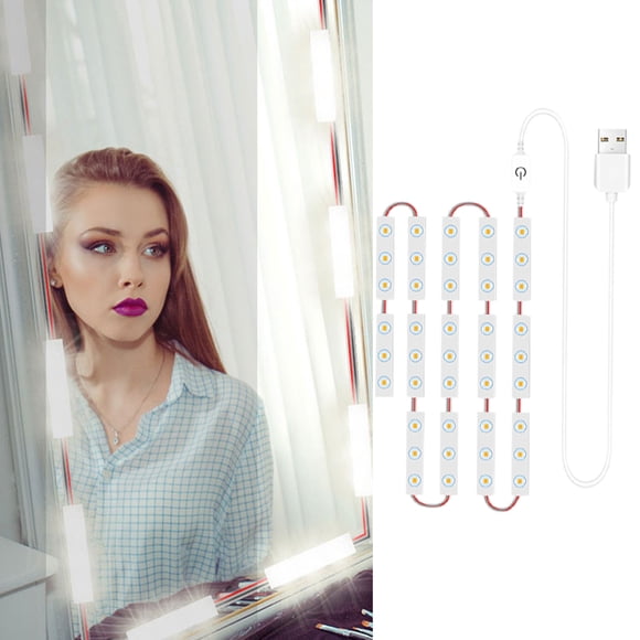 Wuztai Dimmable Vanity Mirror Lights, Smart Touch Dimmer LED Strip Lights for Makeup Vanity Table, Memory Function IP65 Bathroom Mirror Lighting Kit for Wall Frame Decor